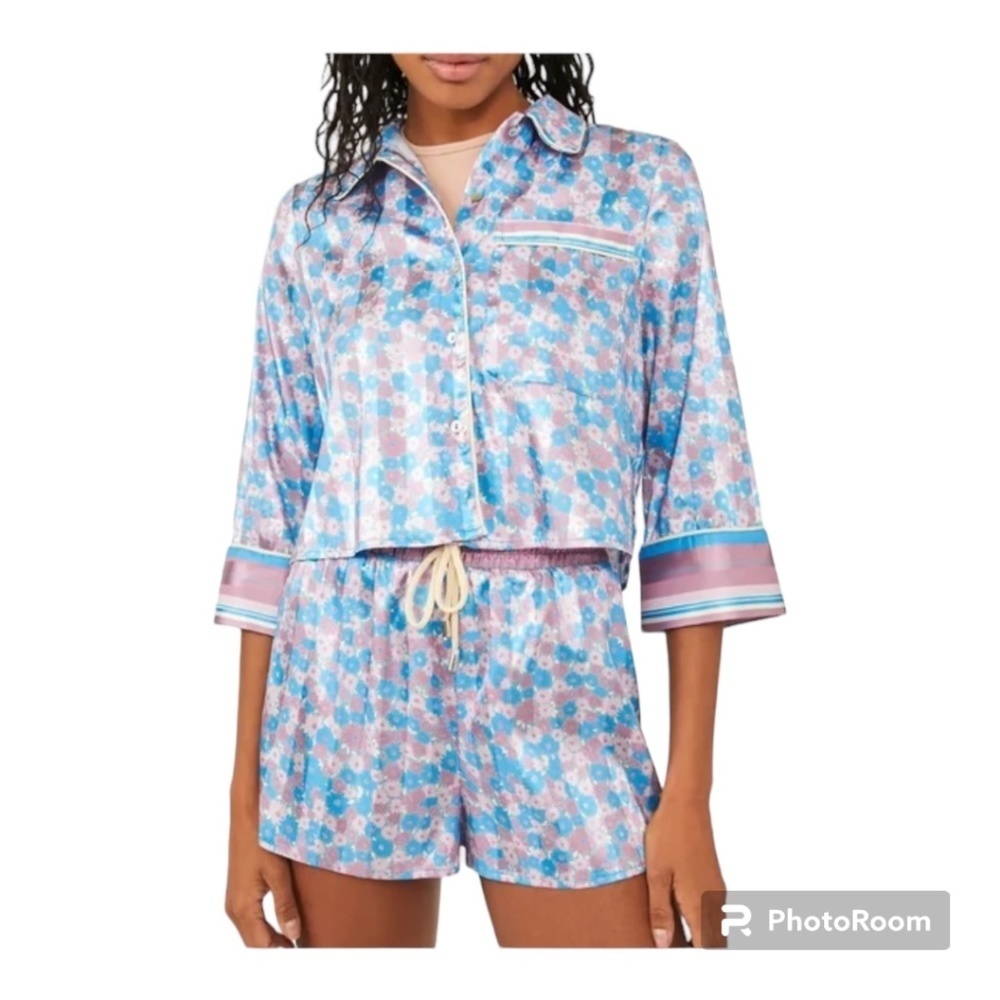 Free People Intimates Pillow Talk PJ Set Cool Lavender Combo, Large